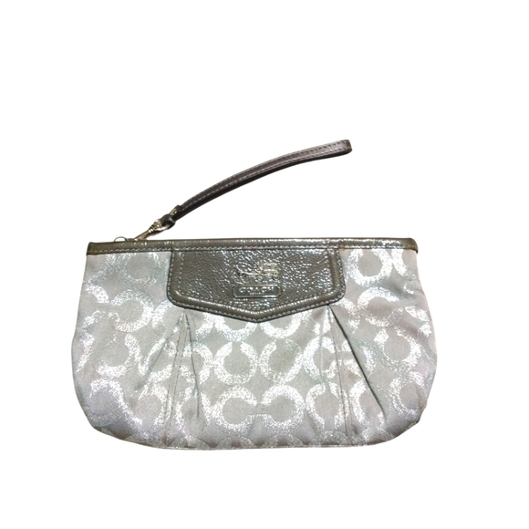 Coach Sparkling Silver and Gray Wristlet Clutch - Picture 1 of 8